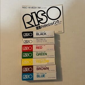 Vintage Riso Print Gocco Mesh Hi Screen Printing Ink Lot Of 7 black white red et